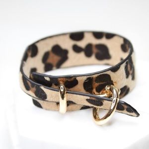 Murphy Vegan Leather + Leopard Fur Buckle Bracelet